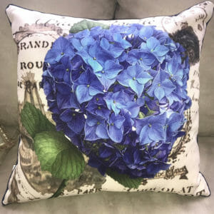 Hydrangea Pillow 18×18. Outdoor Fabric