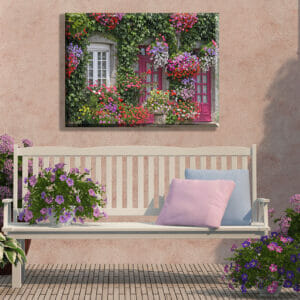 Brittany BeautyFloral Entrance Eur House – Premium Treated Outdoor, Indoor Canvas Art – 30×40