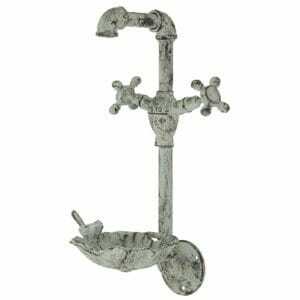 Bird Feeder Vintage Metal Faucet Style 16″