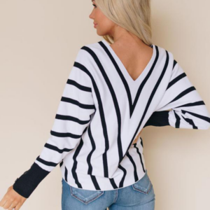 Go Big Or Go Home Striped Sweater – Stripe – Large