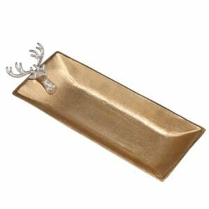 Gld Text Rect Alum Deer Tray 15″ X 6″