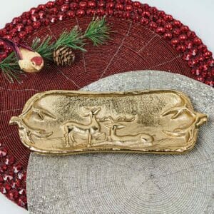 Gilded Rectangle Deer Tray 10″ x 4″. Pack of 2.