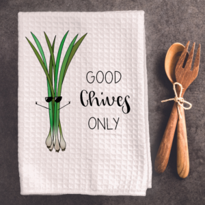 Good Chives Only – Tea Towel – Waffle Weave, 1