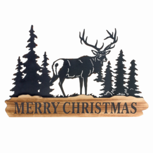 Merry Christmas Sign (Set of 2) 18″L x 11″H Metal/Wood – 1 Set of 2