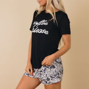 Coffee Please Loungewear Set – Black, Small, 1