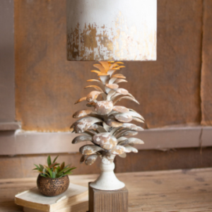 Table Lamp With Pine Cone Base And Metal Barrel Shade 11″D X 29.5″T29.5″ H X 11″ W