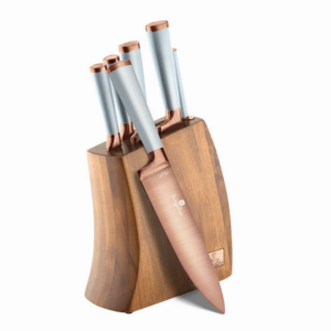 7-Piece High End Knife Set w/ Wooden Stand – Rose Gold