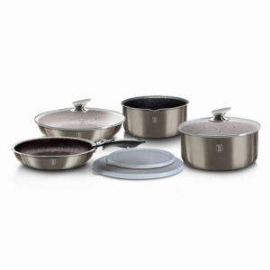 9-Pieces Cookware Set w/ Detached Handle – Carbon, 1