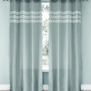 Macy Embroidered Grommet Pair of Curtain Panels    – Grey, 54″x95″, 1