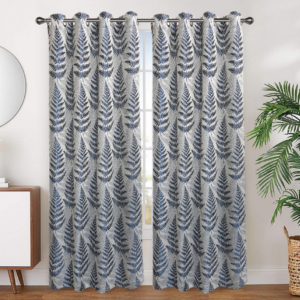 Denain Grommet Pair of Curtain Panels    – Blue, 54″x84″, 1