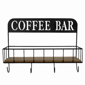 Coffee Bar Wall Shelf with Hooks