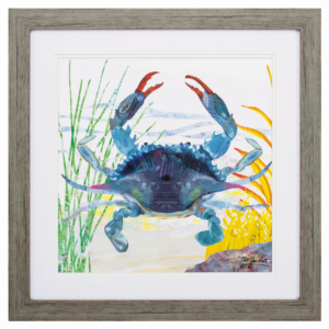 23″ X 23″ Woodtoned Frame Sea Creature Crab