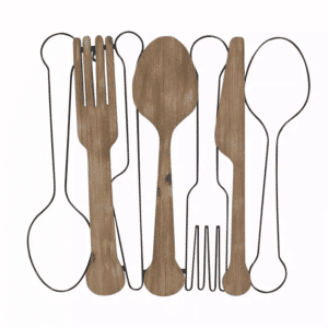 Kitchen Utensils Wall decor with Metal Outlines