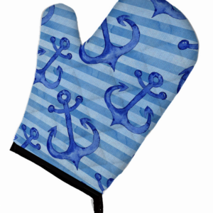 Beach Watercolor Anchors Oven Mitt