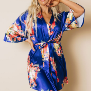 Seeley Floral Robe with Belt – Blue, Medium, 1