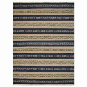 Rugsotic Carpets Hand Woven Flat Weave Kilim Wool Area Rug Contemporary   – Aqua Cream1, 3’x5′, 1